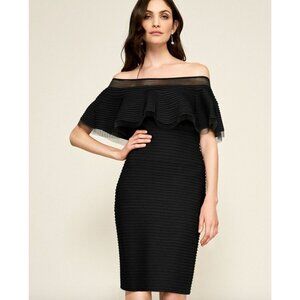 TADASHI SHOJI  Off Shoulder Black Dress Size Large